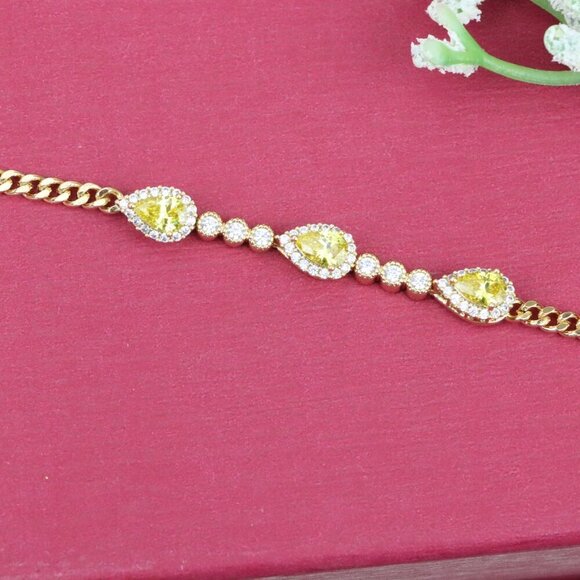 "Rose Gold Bracelet with Yellow Teardrop Stones, XPBL0784 - Picture 13 of 13